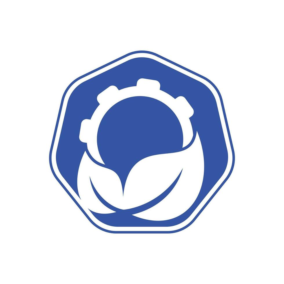 Gear and leaf logo combination vector. Mechanic and eco symbol or icon. vector