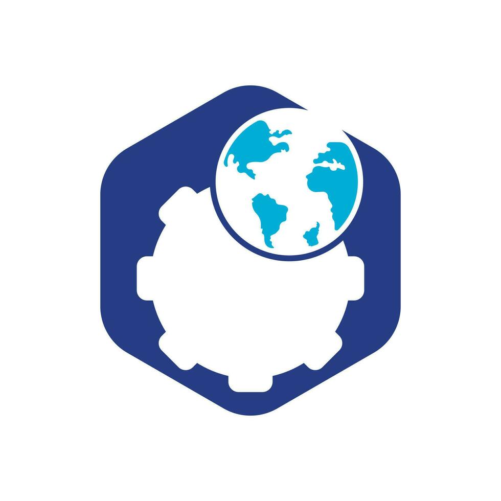 Gear global vector logo design. Gear planet icon logo design element.