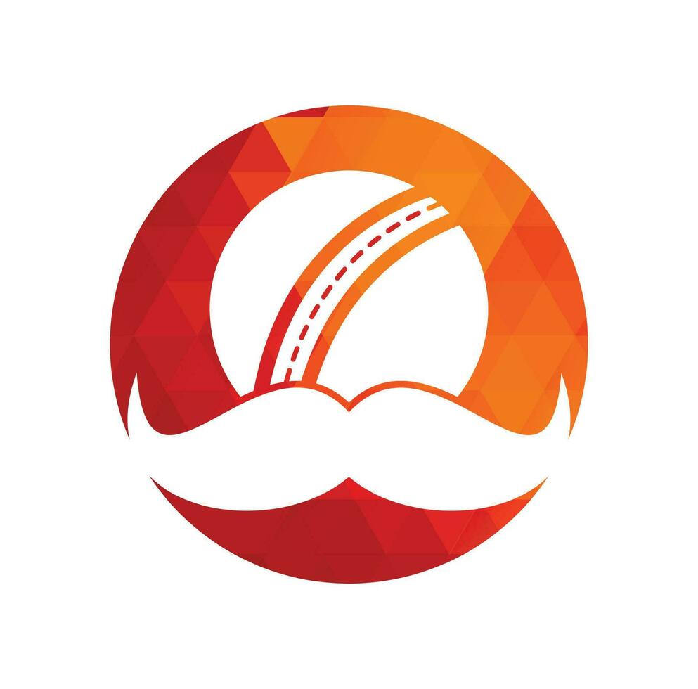 Strong cricket vector logo design. Moustache and cricket ball vector icon design.