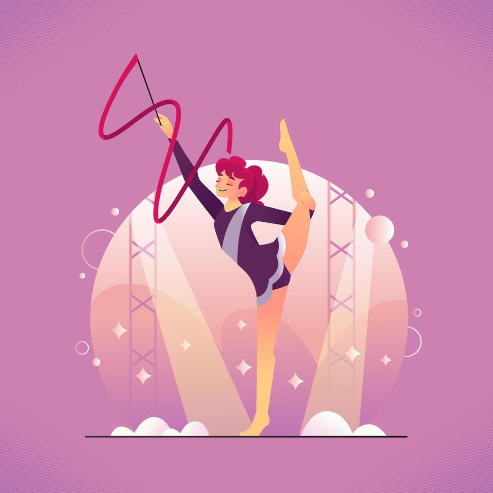A Woman Performing Rhythmic Gymnastics Acrobatics vector