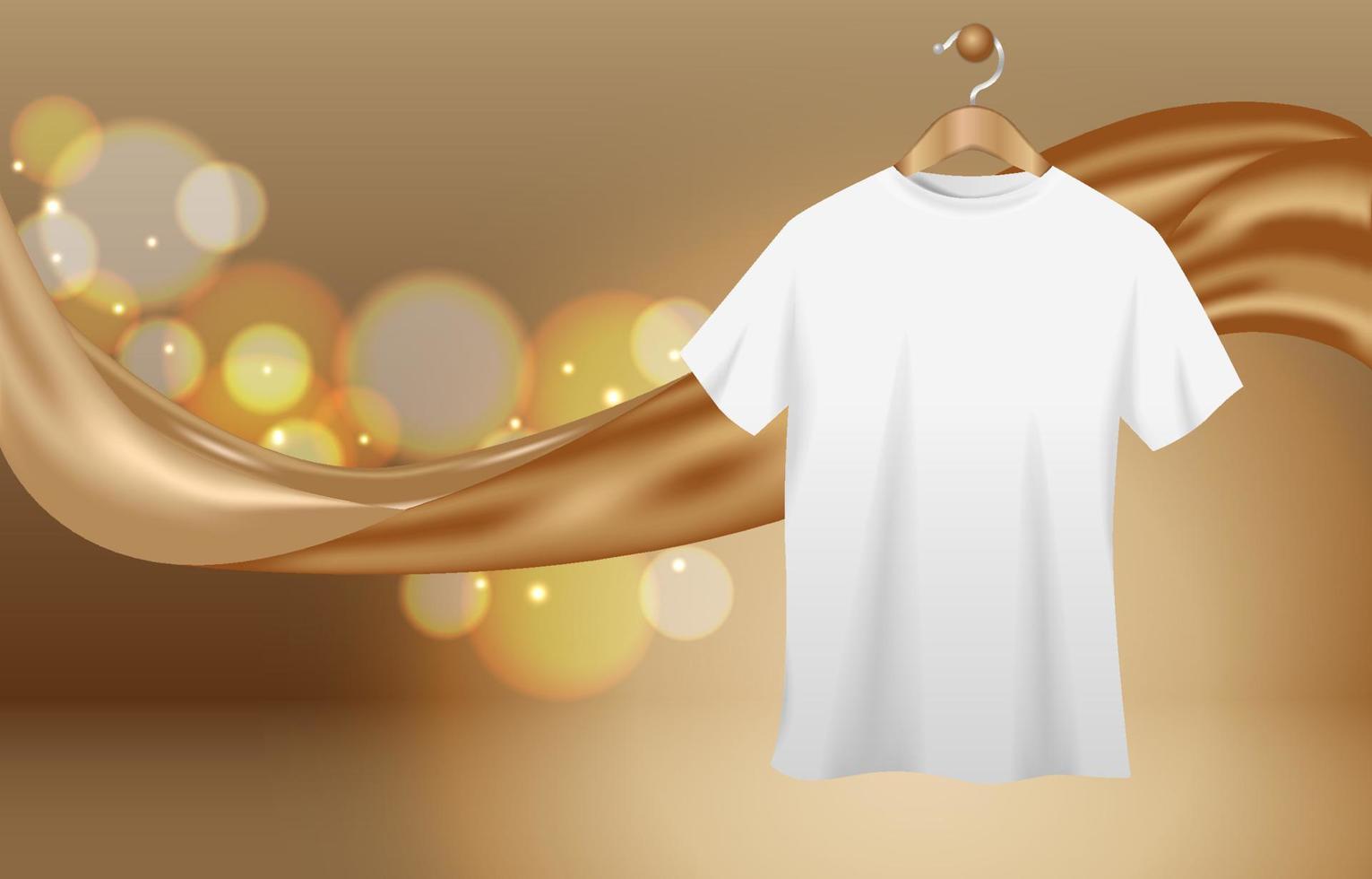 T Shirt Mock Up with Gold Color Background vector