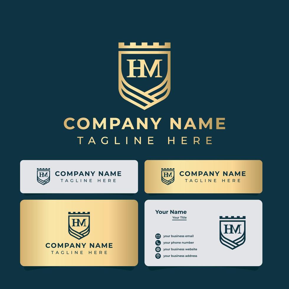 Letter HM Monogram Shield King Logo, suitable for any business. vector