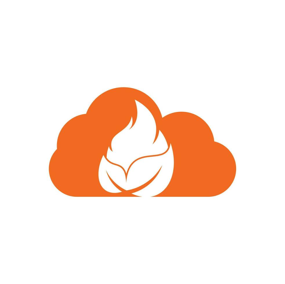plantilla de diseño de logotipo vectorial de concepto de forma de nube de fuego de hoja. plantilla de vector de diseño de logotipo de energía alternativa verde ecológico.