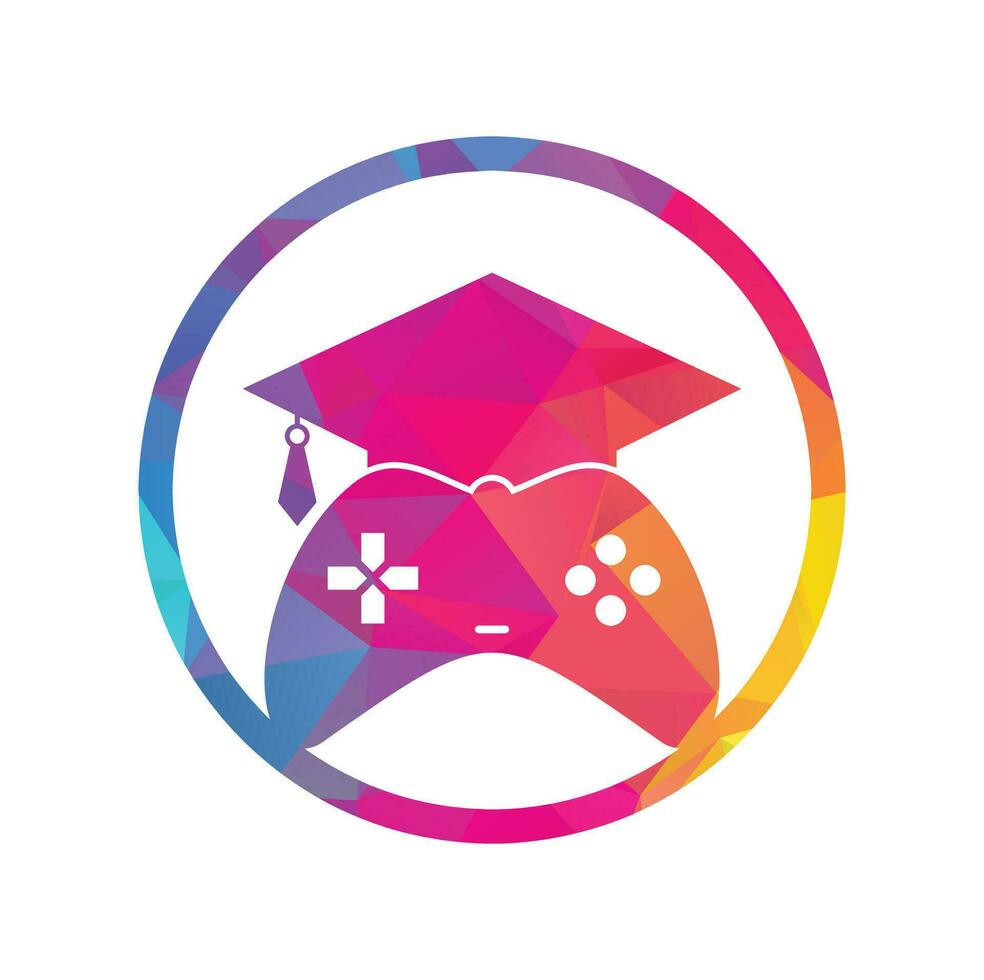 Game education vector logo design. Game console with graduation cap icon design.