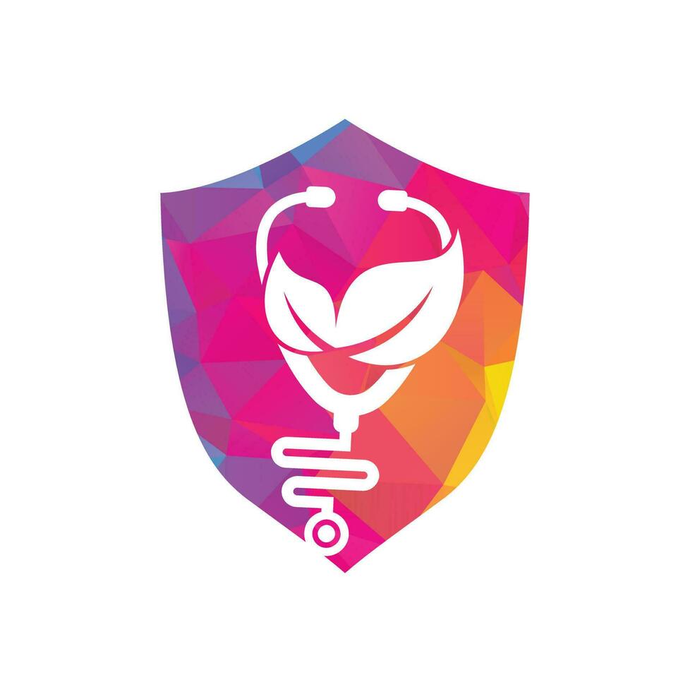 Health stethoscope vector logo design. Stethoscope with leaf icon vector design.