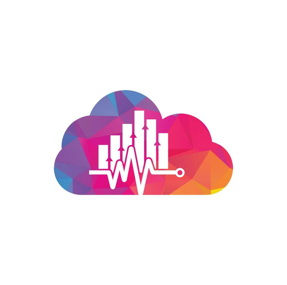 Finance pulse cloud shape concept logo. Heart beat finance logo design icon. stats pulse logo design template. vector