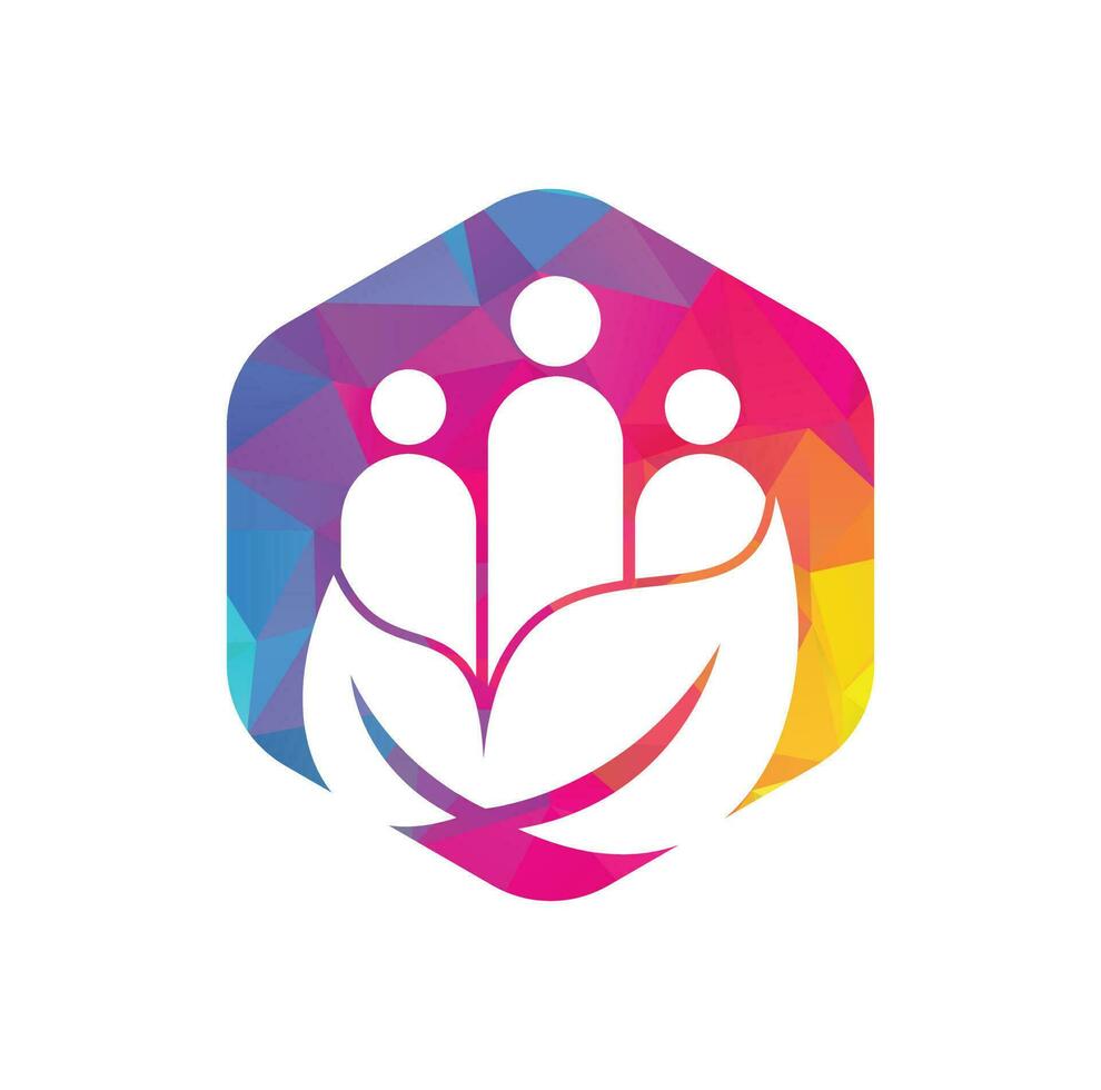 vector de icono de diseño de logotipo de personas de hoja. plantilla de logotipo de vector de comunidad verde.