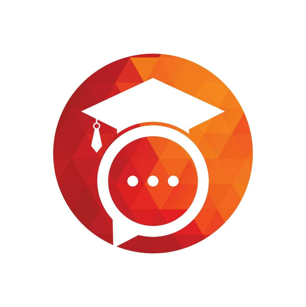 Education talk vector logo design. Graduation hat with chat bubble icon design.