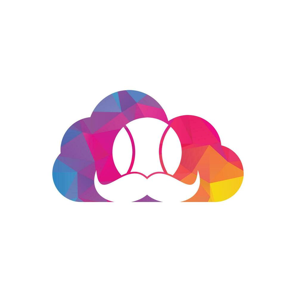 Moustache tennis ball cloud shape concept vector icon design. Strong tennis vector logo design.