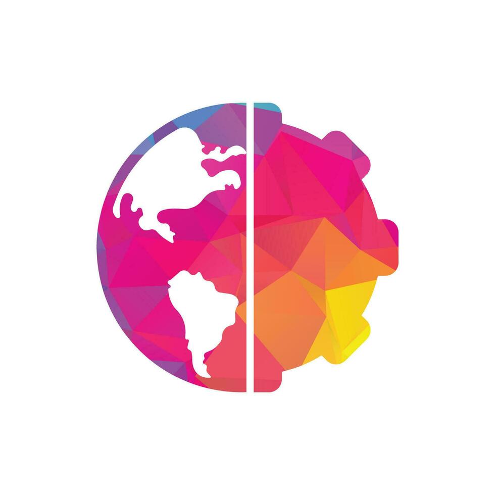 Gear global vector logo design. Gear planet icon logo design element.
