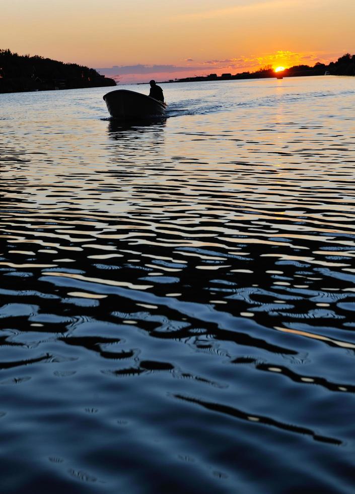 sunset on river photo