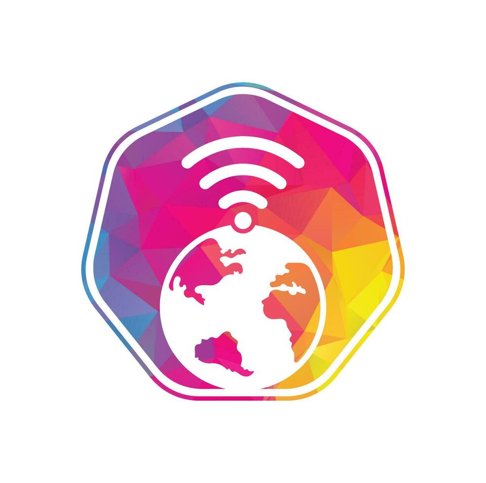 Globe wifi logo design icon. World signal vector logo template.