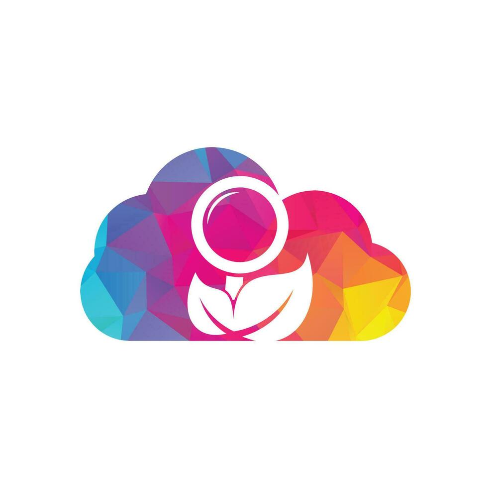 Leaf search cloud shape concept vector logo template. Nature Finder logo designs concept vector, Leaf Finder logo