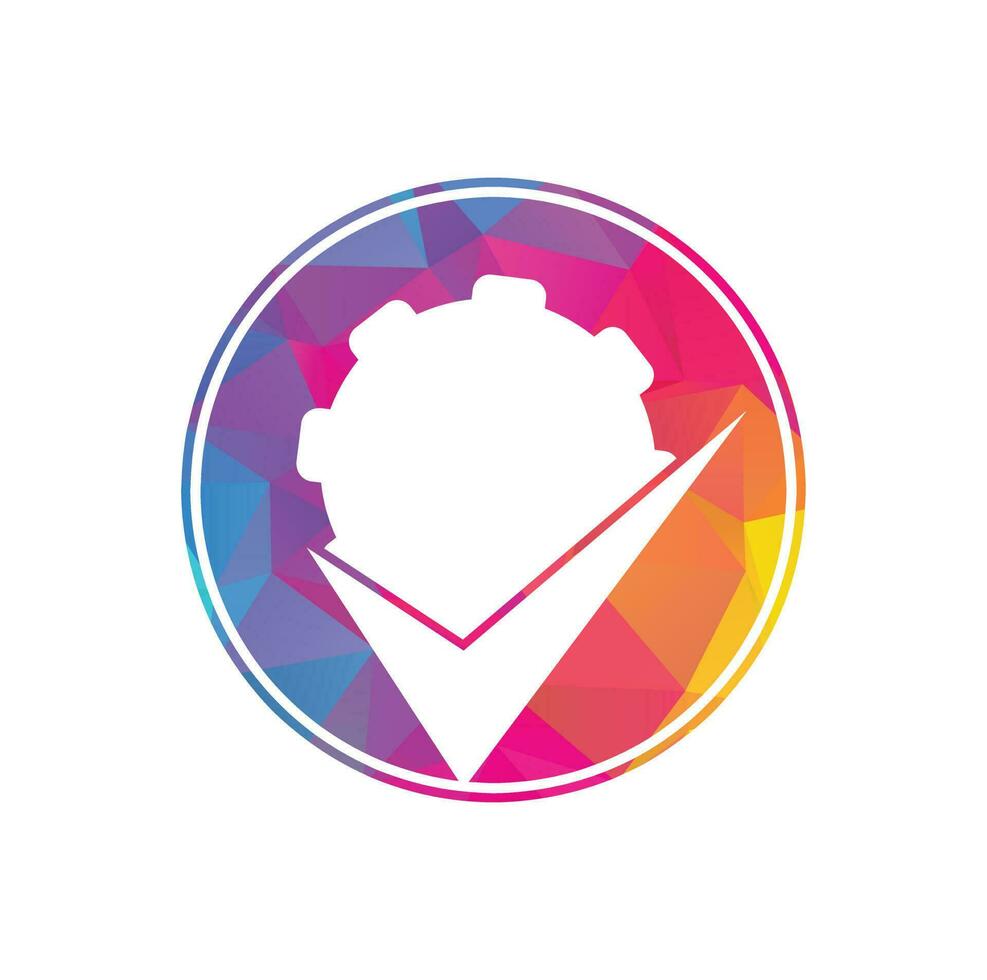 Check Gear Logo Icon Design. Tick cog logo icon vector. vector
