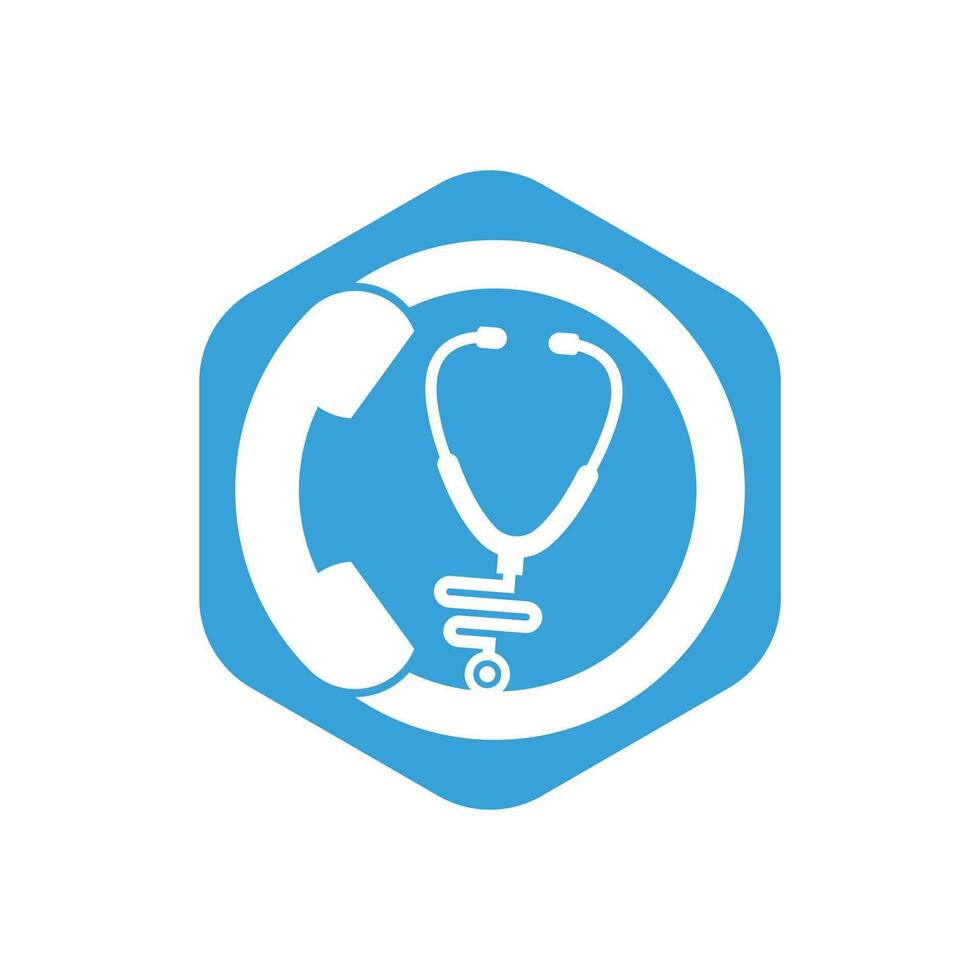 Stethoscope call logo design icon vector. Call doctor logo. vector