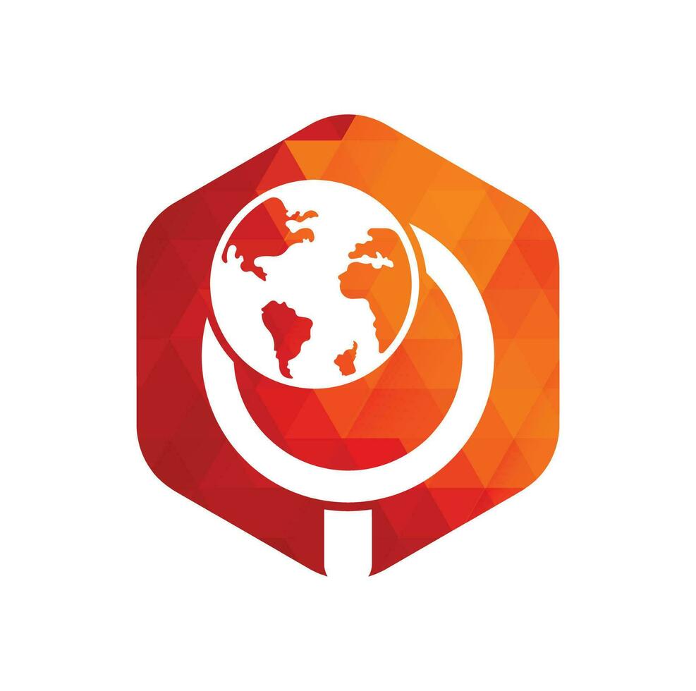 world and loupe logo combination. Unique globe and search logotype design template. vector