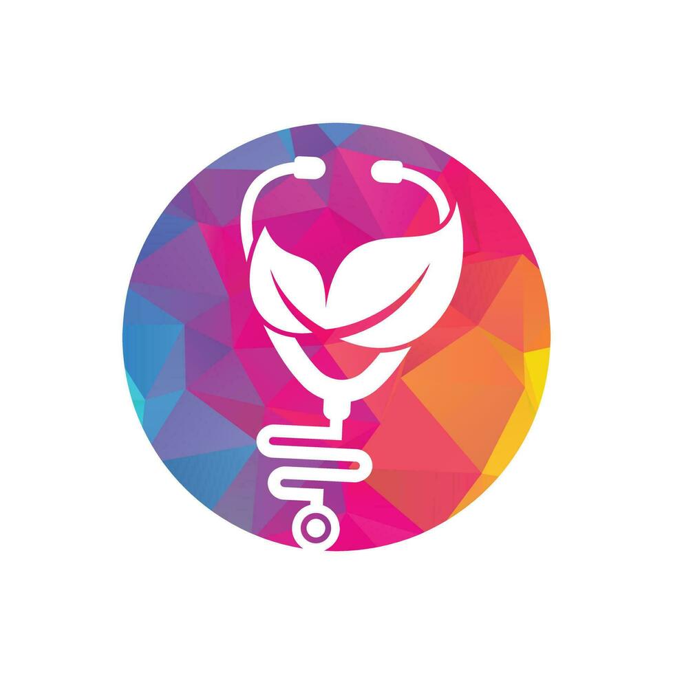 Health stethoscope vector logo design. Stethoscope with leaf icon vector design.