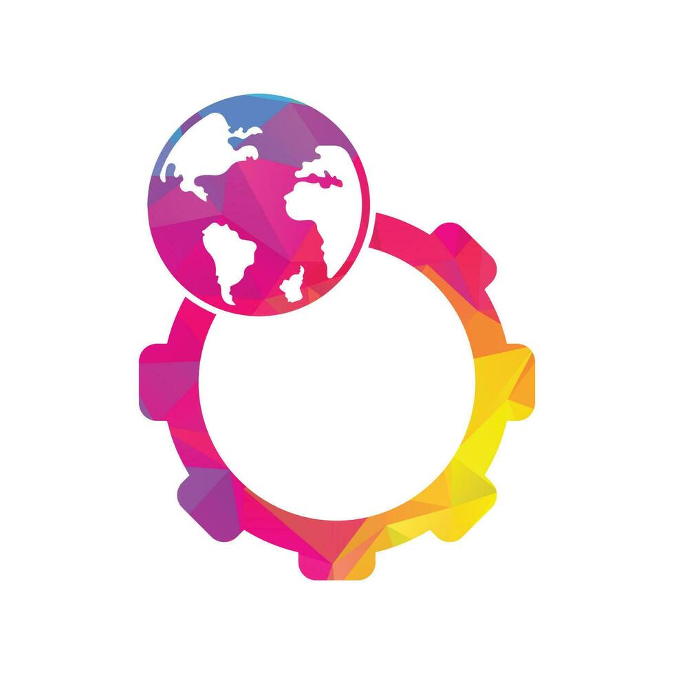 Gear global vector logo design. Gear planet icon logo design element.