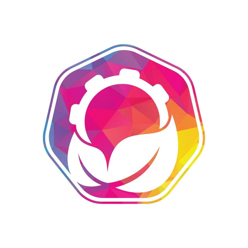 Gear and leaf logo combination vector. Mechanic and eco symbol or icon. vector