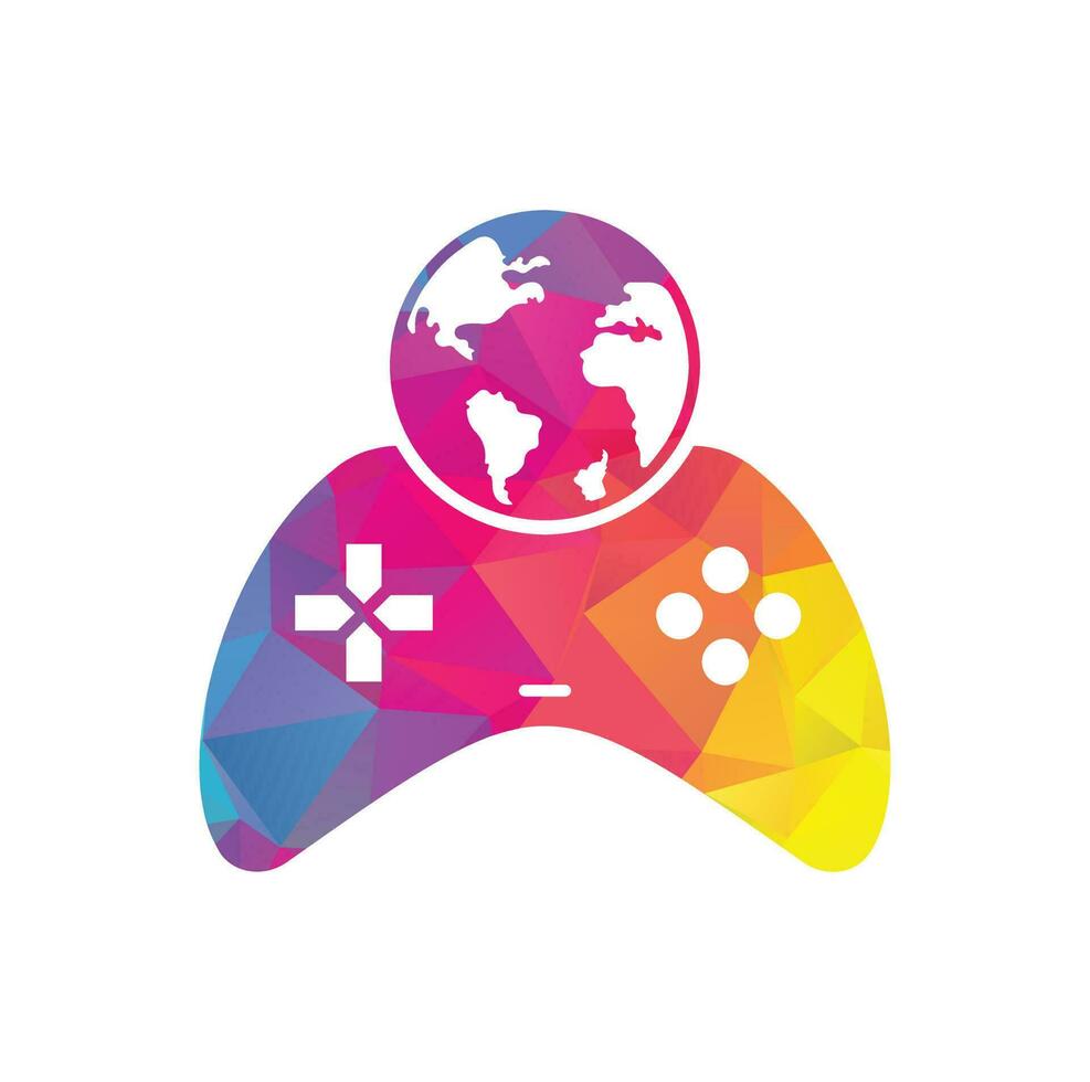 Game Globe Logo Icon Design. Online Gamer World Logo. Globe and Game Stick Icon vector
