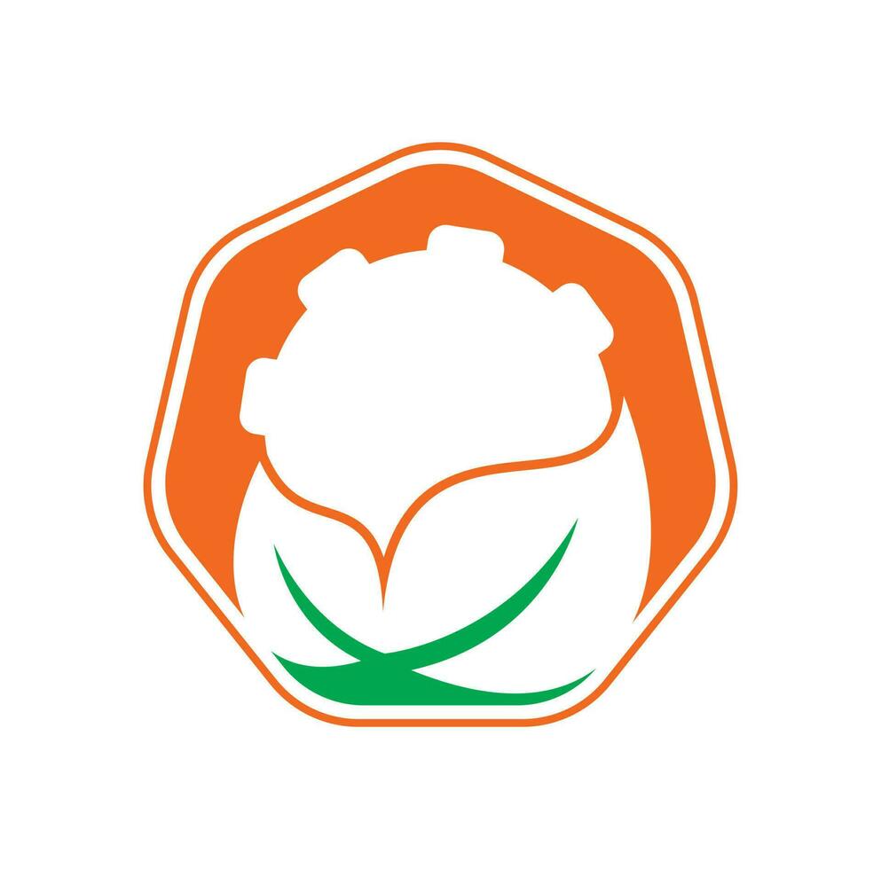 Gear and leaf logo combination vector. Mechanic and eco symbol or icon. vector