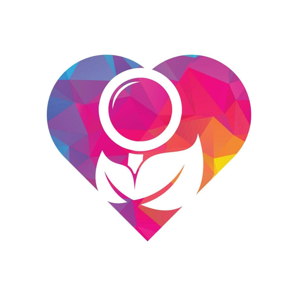 Leaf search heart shape concept vector logo template. Nature Finder logo designs concept vector, Leaf Finder logo