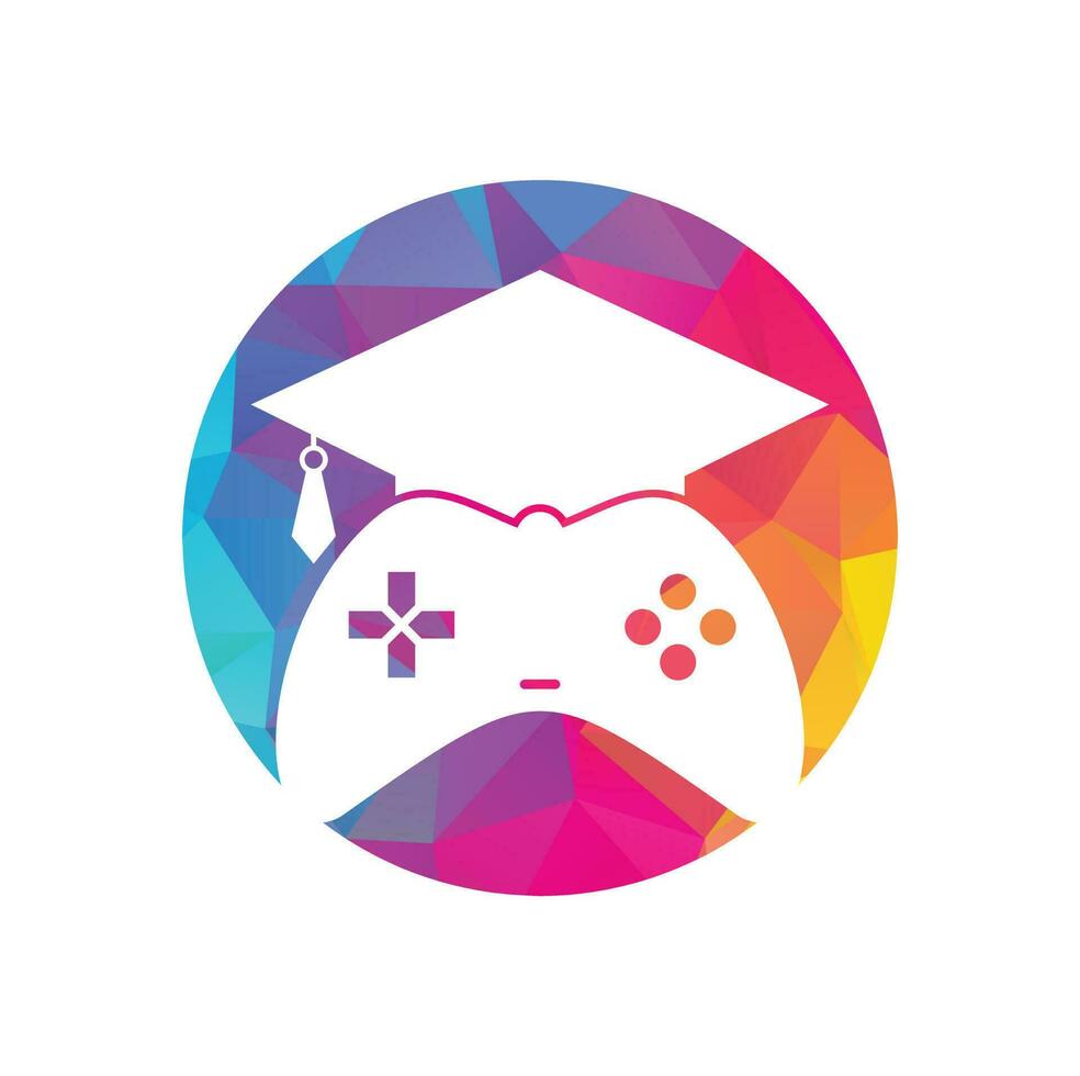 Game education vector logo design. Game console with graduation cap icon design.