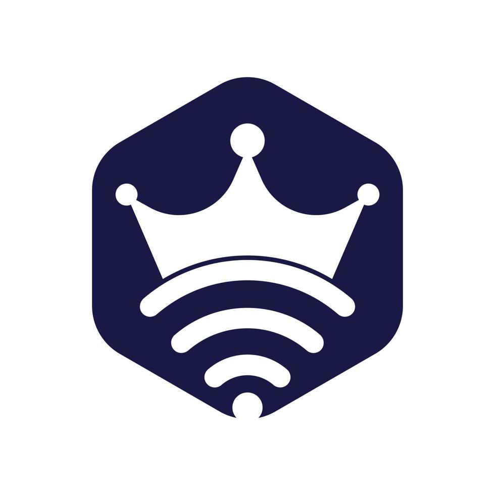 vector de plantilla de logotipo wifi rey. corona y plantilla de