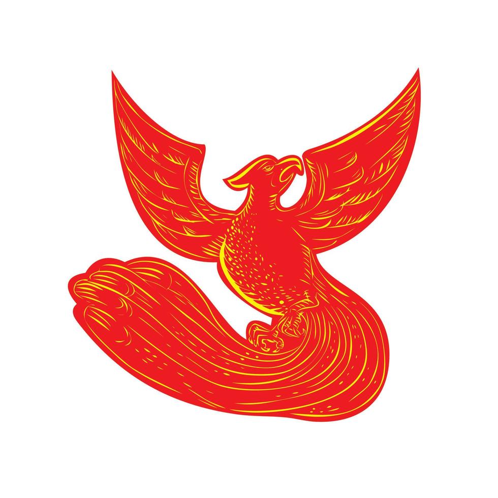 Phoenix Rising Etching vector