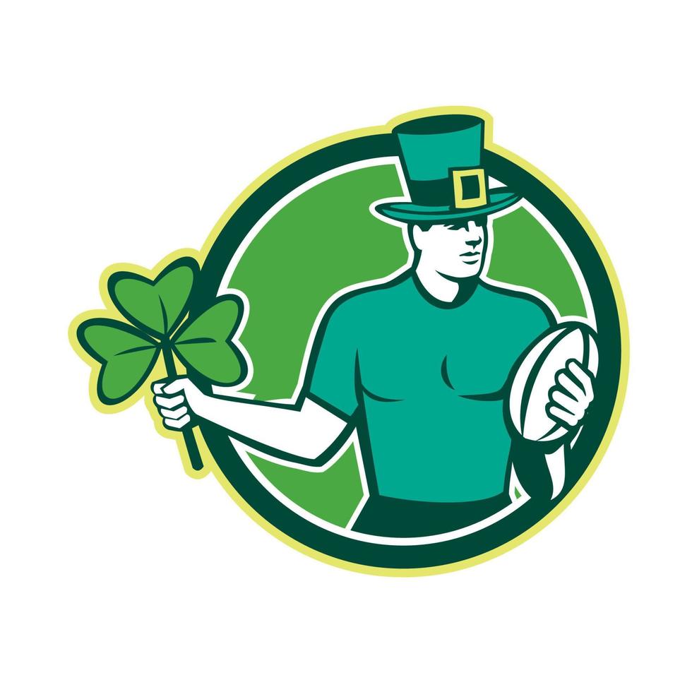 Irish Rugby Player Holding Shamrock vector