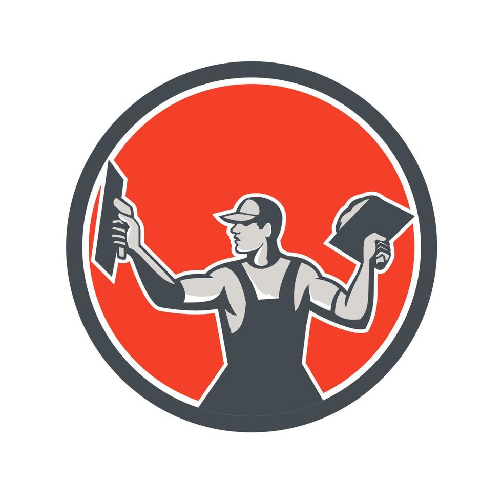 Plasterer Masonry Trowel Circle Retro vector