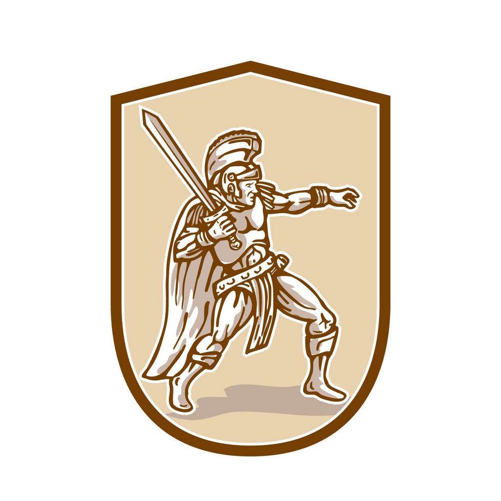 Centurion Roman Soldier Wielding Sword Cartoon vector