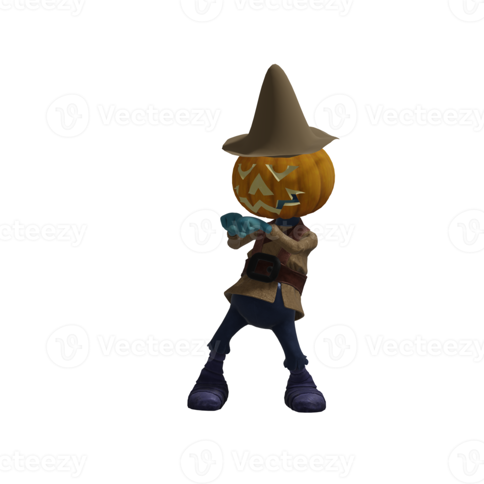 pose de monstruo de calabaza halloween png