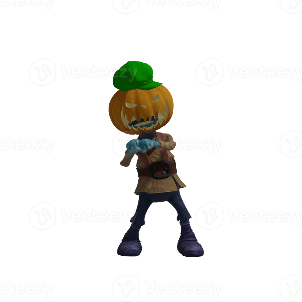 pose de monstruo de calabaza halloween png