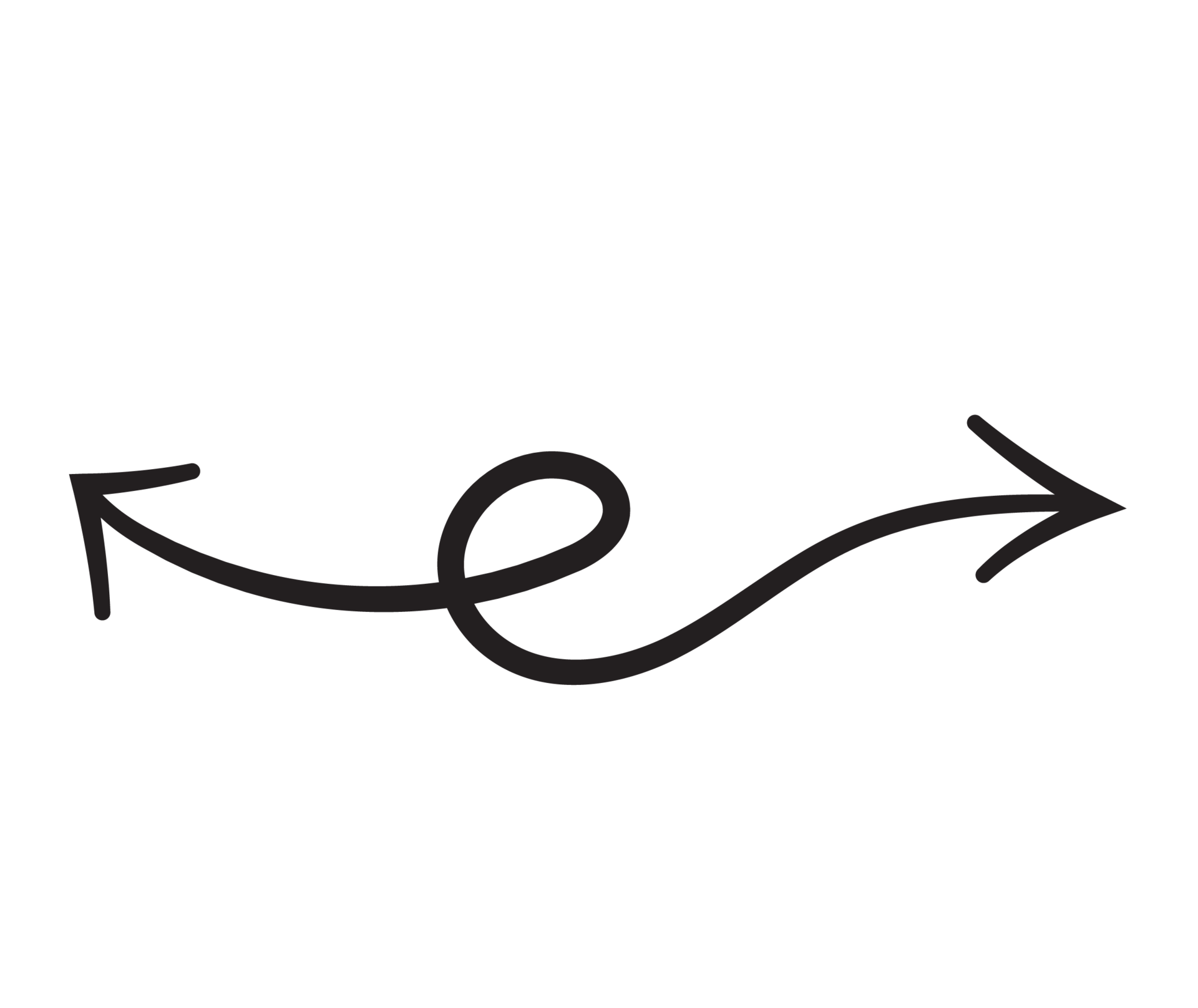 Line art arrow with black thin line. PNG with transparent