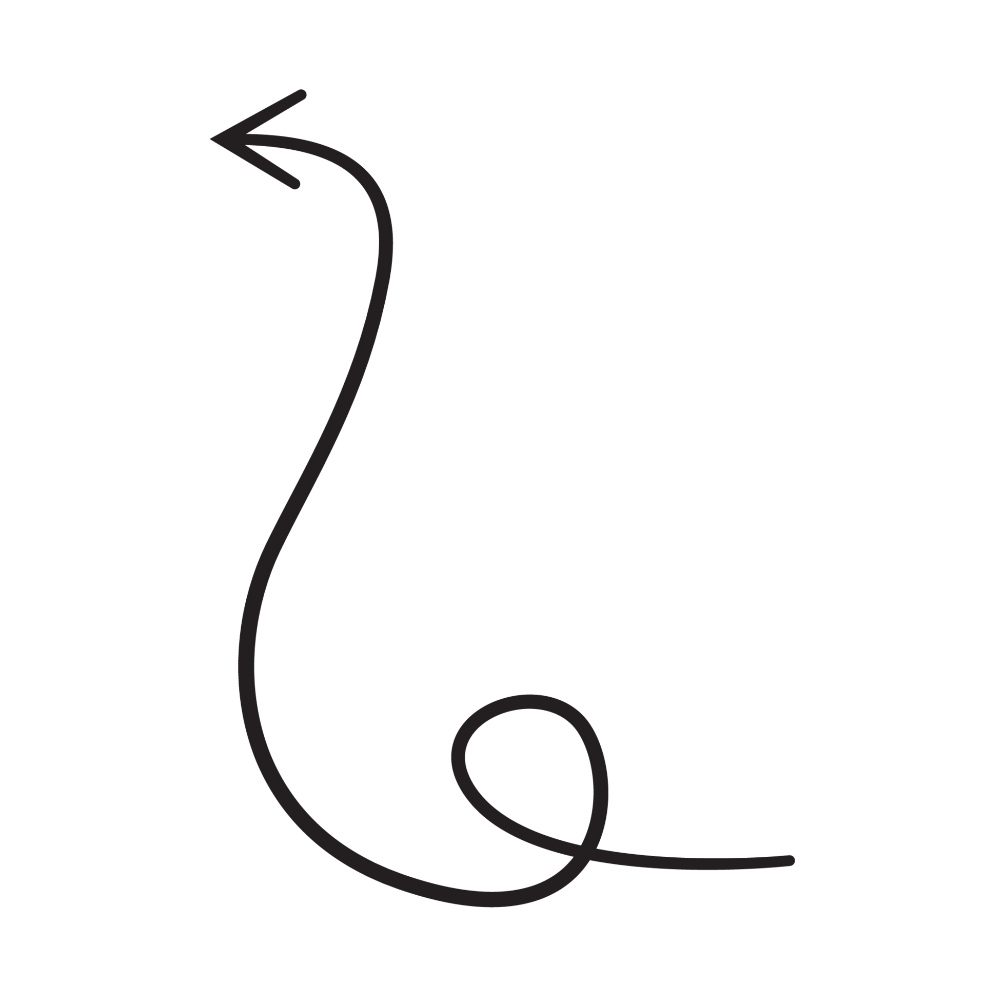 Line art arrow with black thin line. PNG with transparent