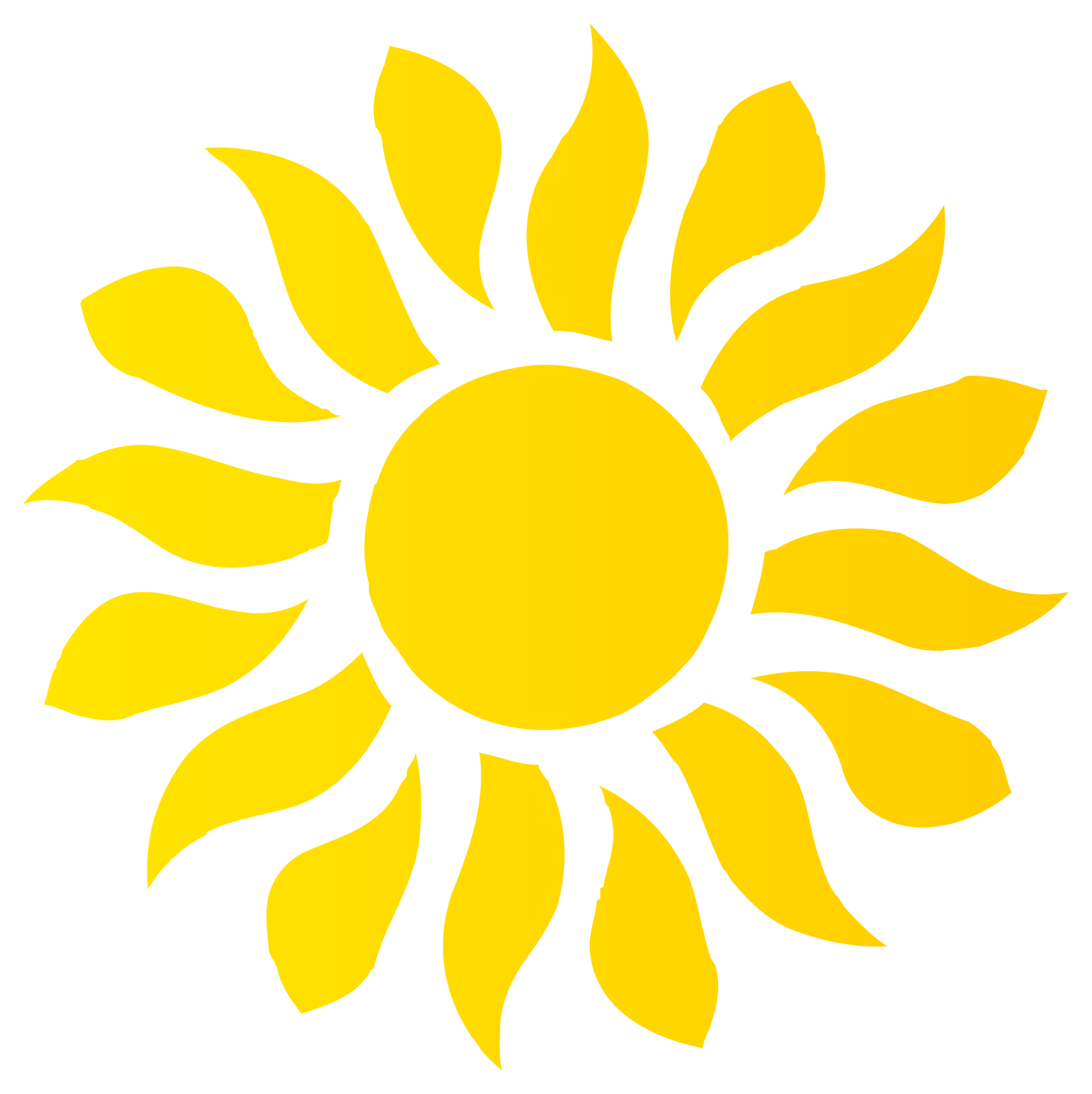 Sun icon in bright yellow color. PNG with transparent background