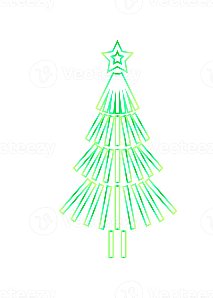 Neon Christmas tree design. PNG with transparent background.