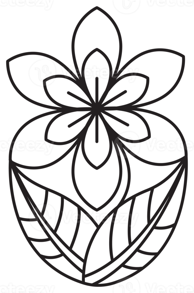 Line art flower illustration. PNG with transparent background.