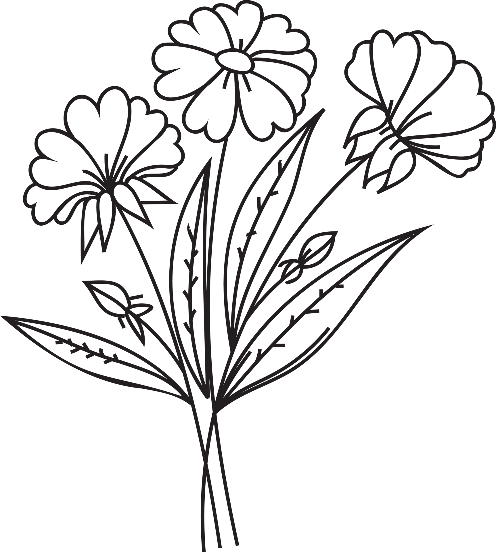 ilustração de arte de linha de flor com linha fina preta. png com fundo