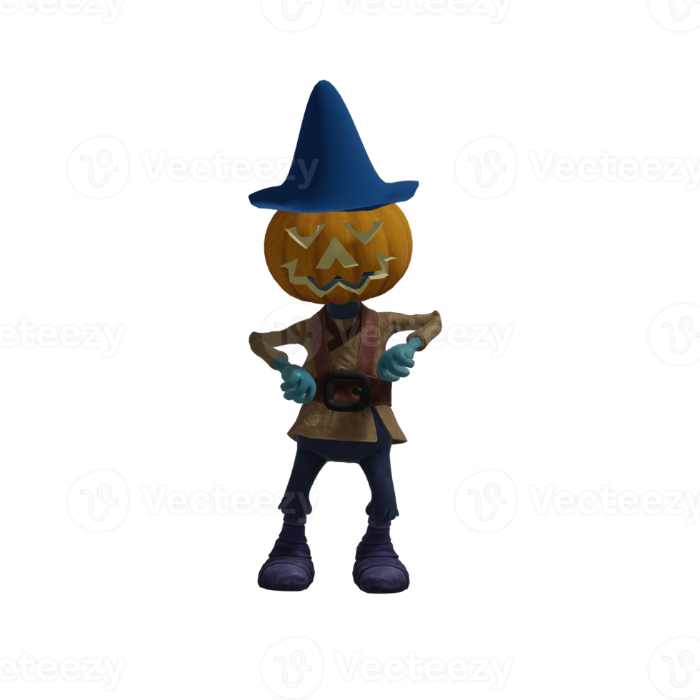 pose de monstruo de calabaza halloween png