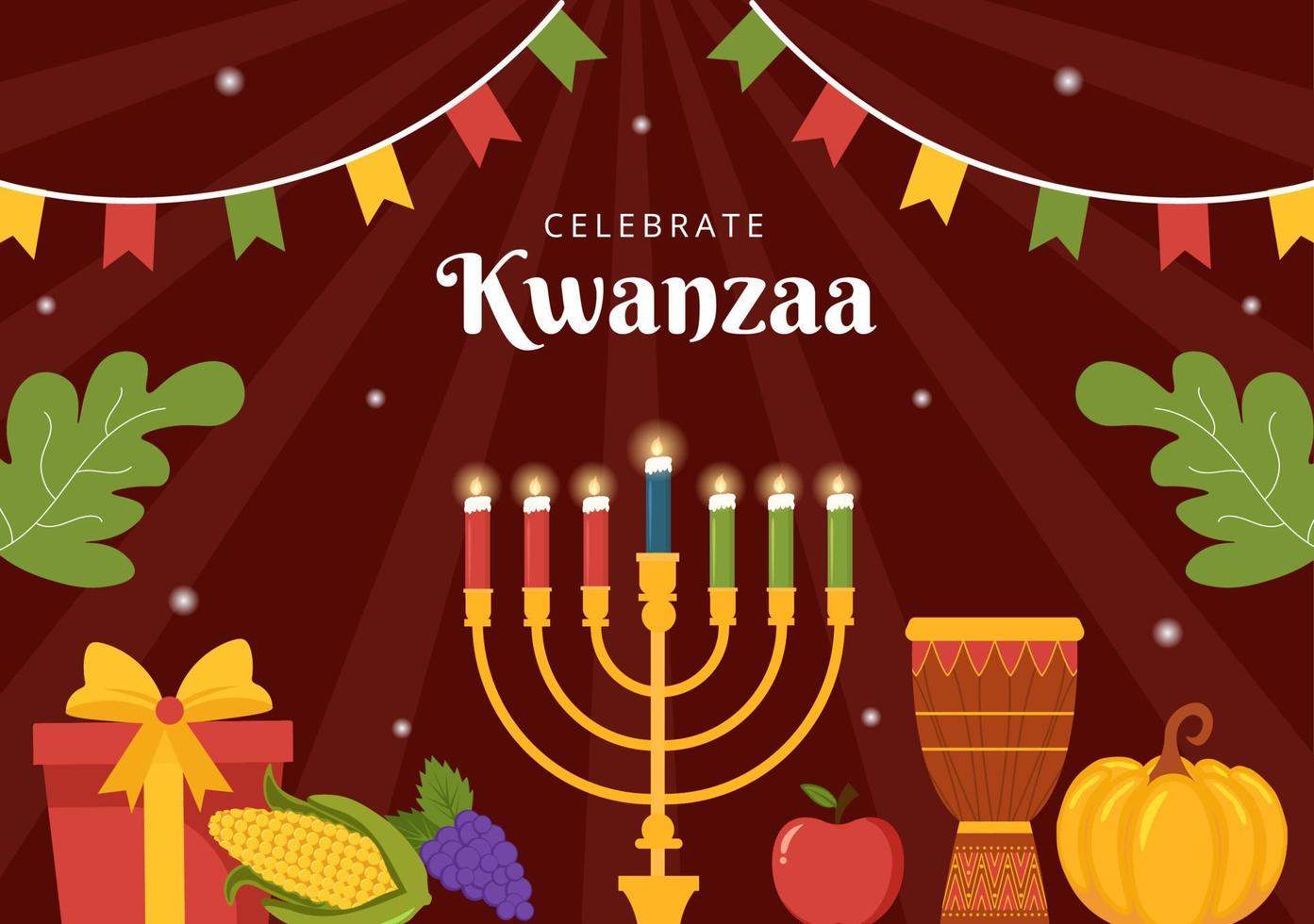 Happy Kwanzaa Holiday African Background Template Hand Drawn Cartoon Flat Illustration vector