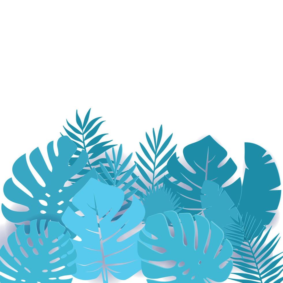Summer paper cut tropical palm leaves decor . Vector illustration. Exotic Hawaiian Monstera jungle floral background.
