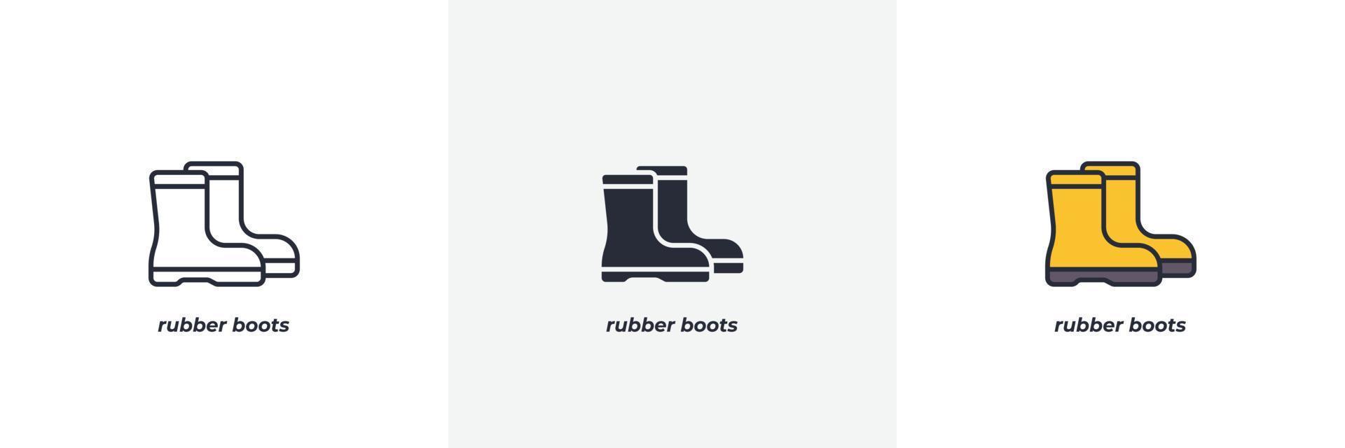 icono de botas de goma. línea, contorno sólido y relleno versión en color, contorno y signo de vector relleno. símbolo de idea, ilustración de logotipo. gráficos vectoriales