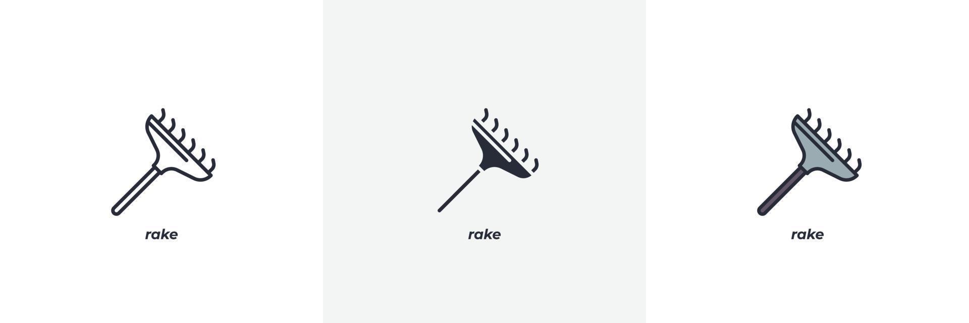 rake icon. Line, solid and filled outline colorful version, outline and filled vector sign. Idea Symbol, logo illustration. Vector graphics