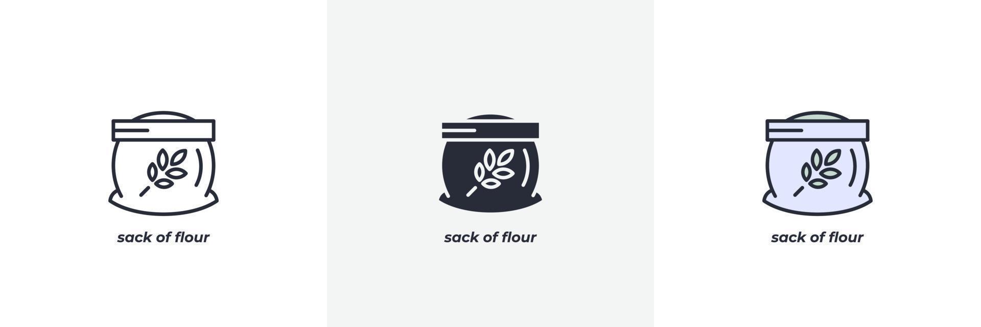 sack of flour icon. Line, solid and filled outline colorful version, outline and filled vector sign. Idea Symbol, logo illustration. Vector graphics