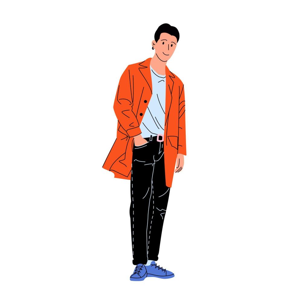 Stylish guy in fashionable clothes. Casual street modern fashion vector