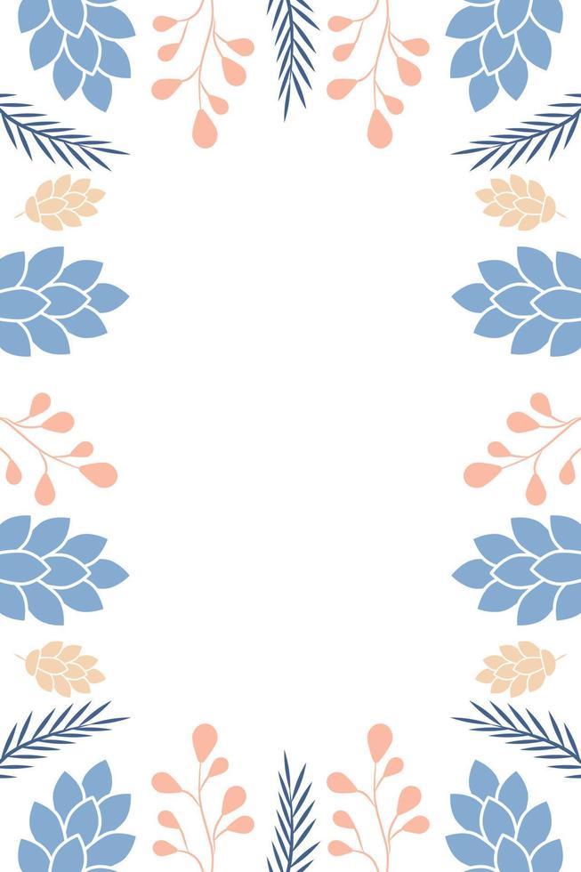 Rectangular frame with cones and twigs. vector illustration