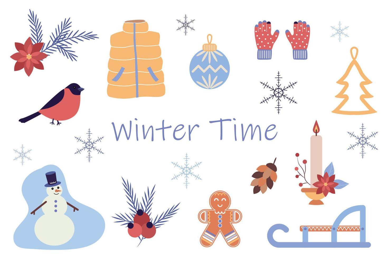 Winter illustration set. vector illustration