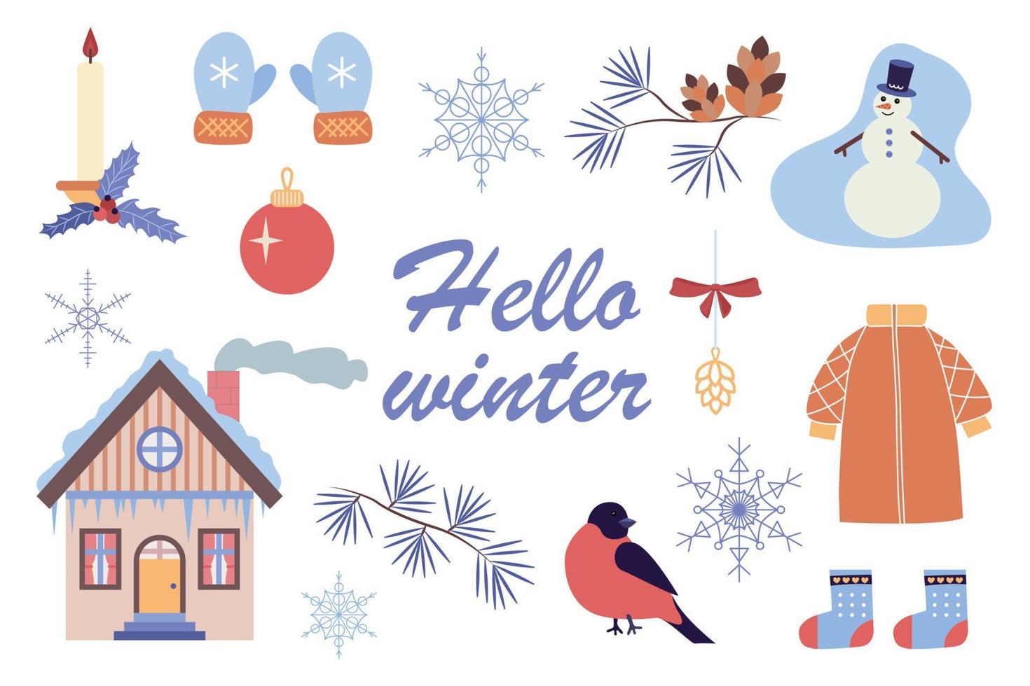 Winter illustration set. vector illustration